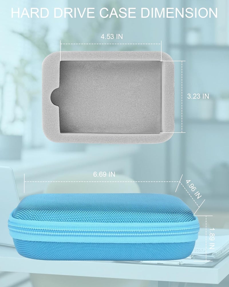 stukcaze External Hard Drive Case for Seagate 1TB 2TB 4TB 5TB HDD Hard Drives EVA Portable Carrying Case - Blue - Image 3